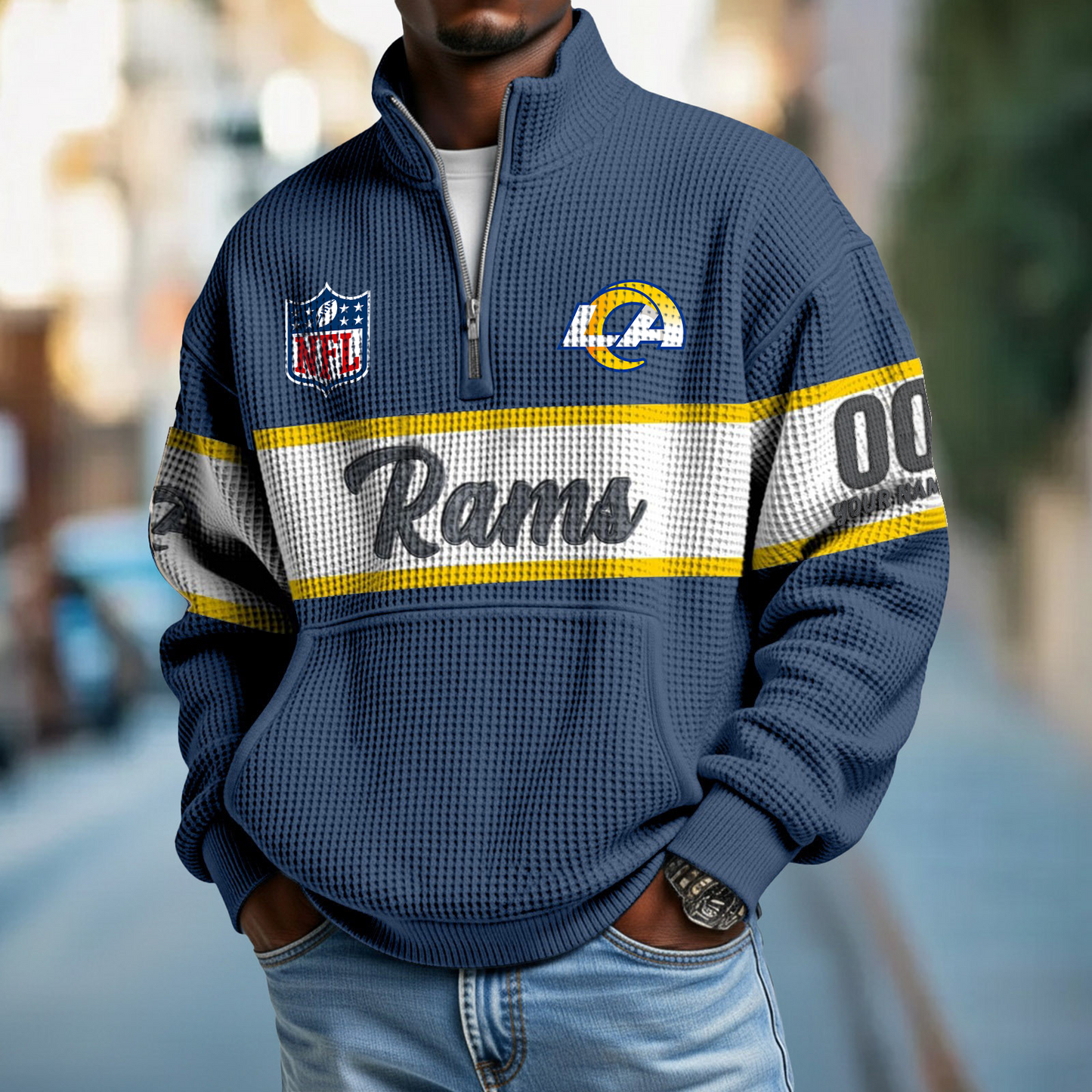 LAR x NFL Quarter-Zip Waffle Pullover DATND TANTD