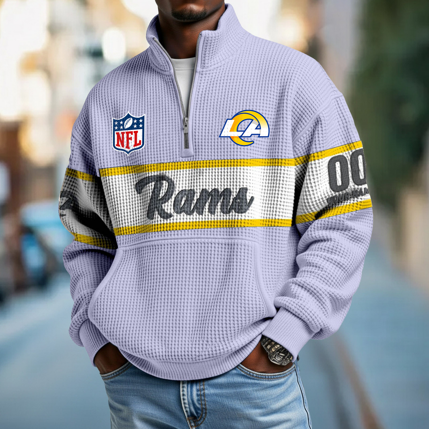 LAR x NFL Quarter-Zip Waffle Pullover DATND TANTD