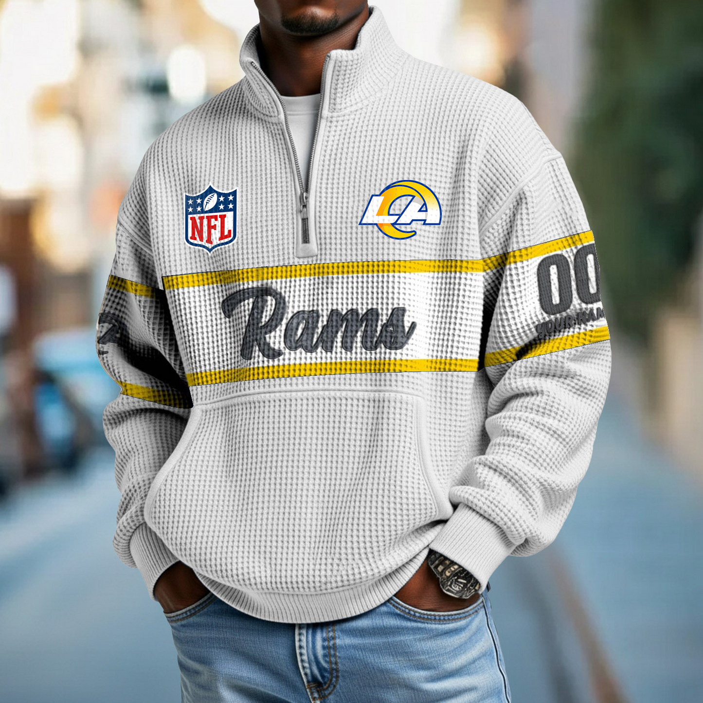 LAR x NFL Quarter-Zip Waffle Pullover DATND TANTD