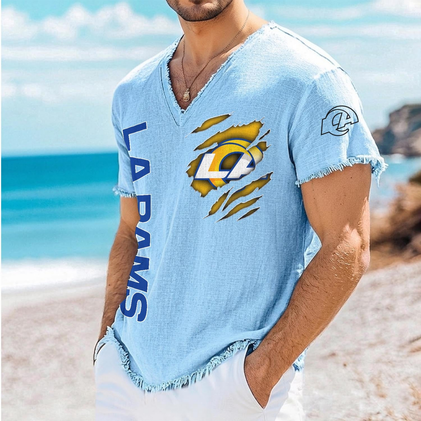 LAR x NFL V-Neck Linen Beach Shirt 1905 DatND DVT