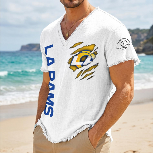 LAR x NFL V-Neck Linen Beach Shirt 1905 DatND DVT