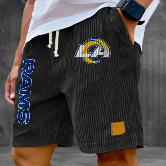 LAR x NFL Vintage Embroidered Logo Corduroy Stylish Lace-up Casual Shorts DATND TANTD 220526