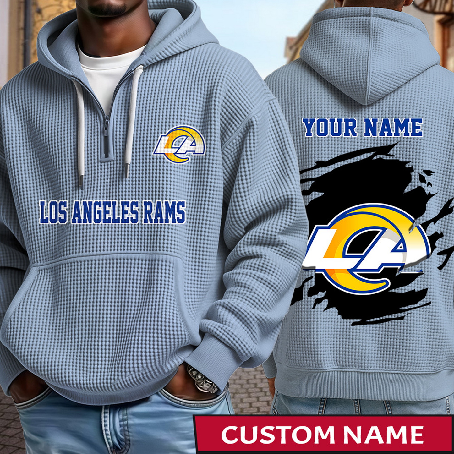 LAR x NFL Waffle Half Zip Hoodie DATND TANTD