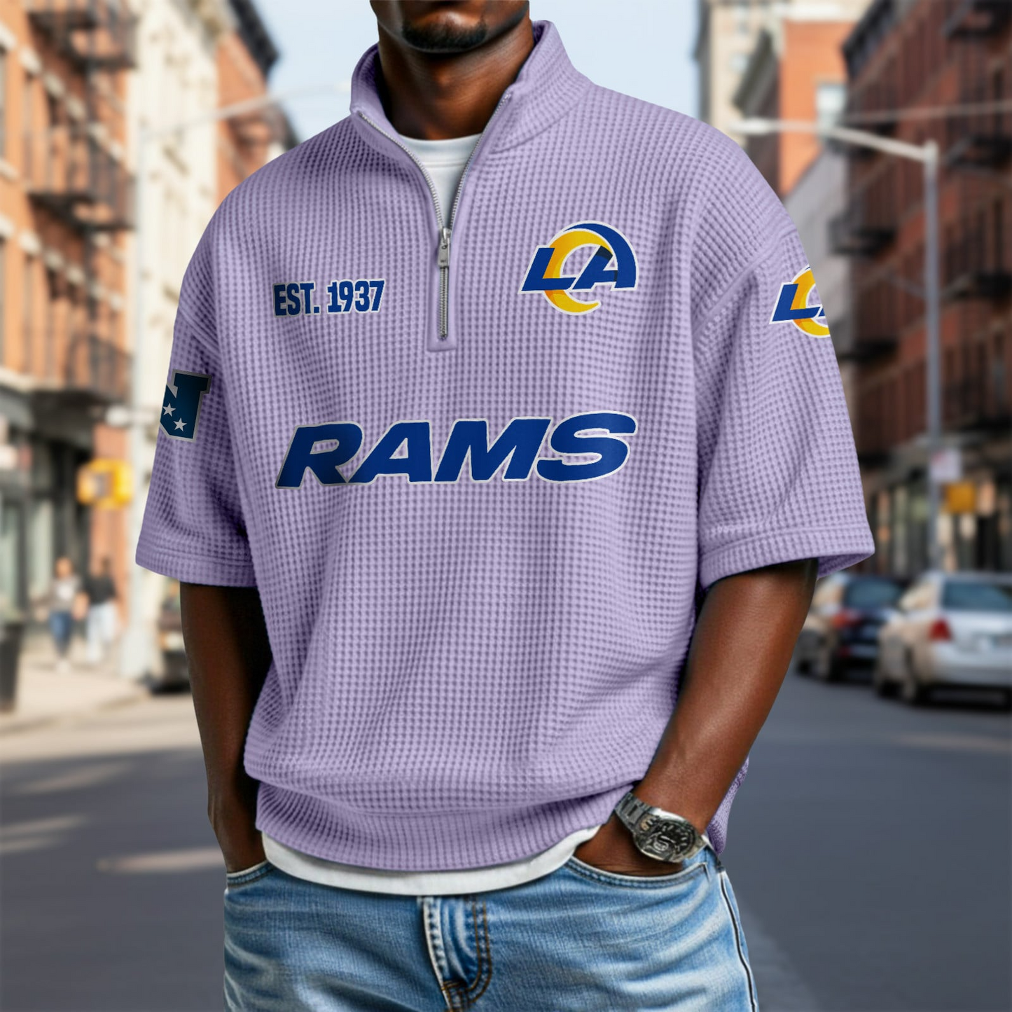LAR x NFL Waffle Short Sleeve Polo Shirt DatND DVT
