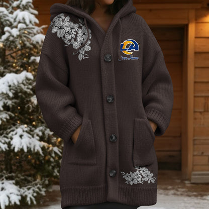 LAR x NFL Women's Casual Knitted Hooded Cardigan DATND TANTD 211125