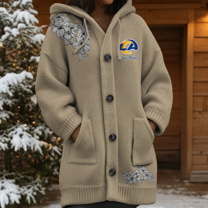 LAR x NFL Women's Casual Knitted Hooded Cardigan DATND TANTD 211125