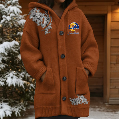 LAR x NFL Women's Casual Knitted Hooded Cardigan DATND TANTD 211125