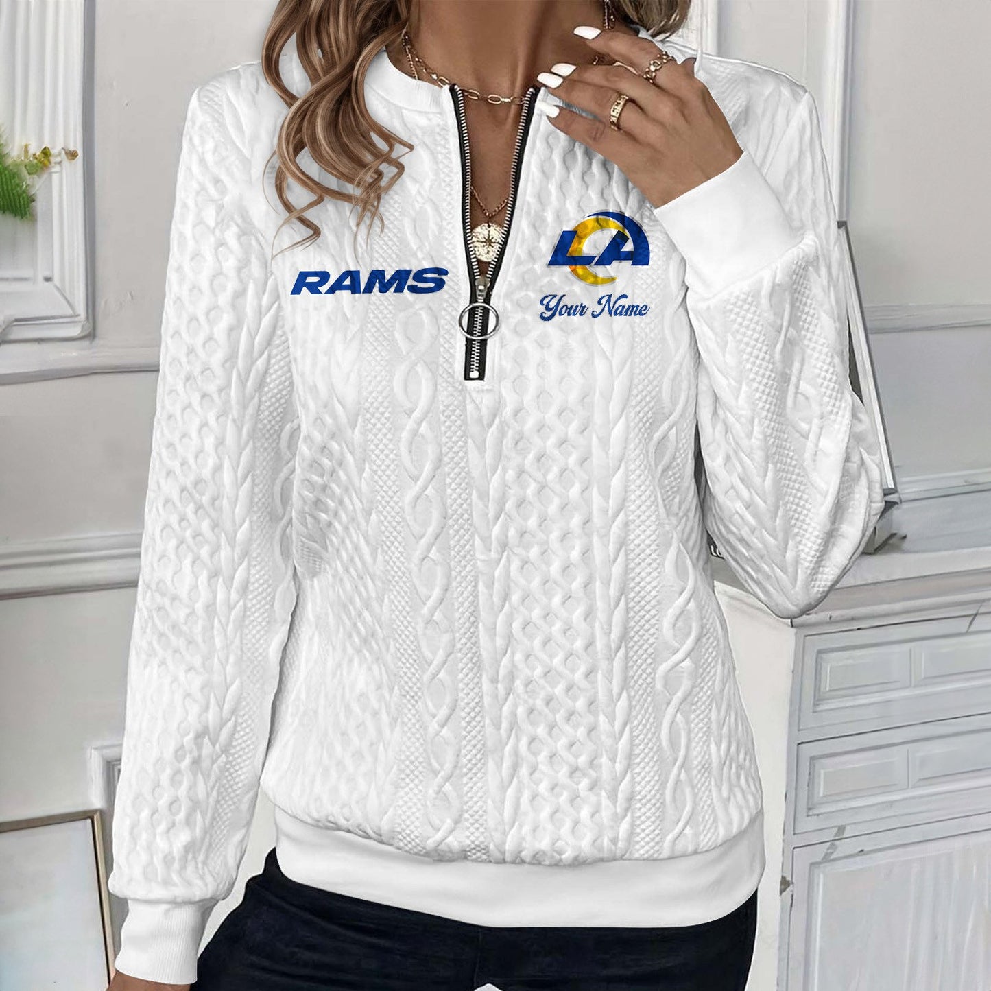 LAR x NFL Women's Quilted Zip-UP Sweatshirt DatND DVT