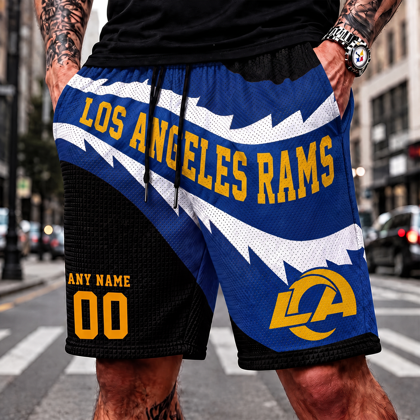 LAR_NFL SHORT PANTS CUSTOM NAME & NUMBER FOR FAN