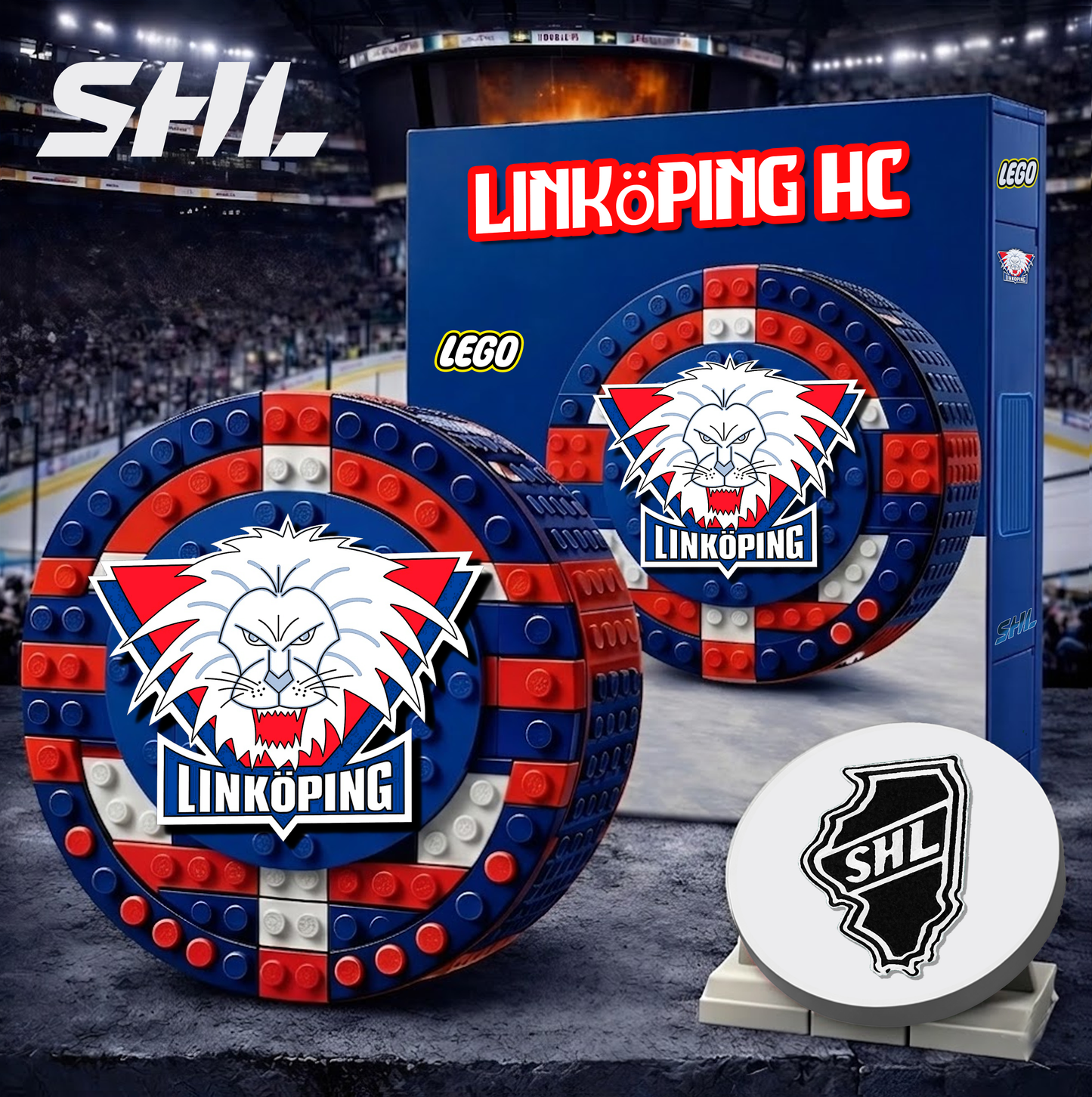LIN  x SHL Hockey 3D Puck Building Block Set Limited Editions NDT VHM 130426
