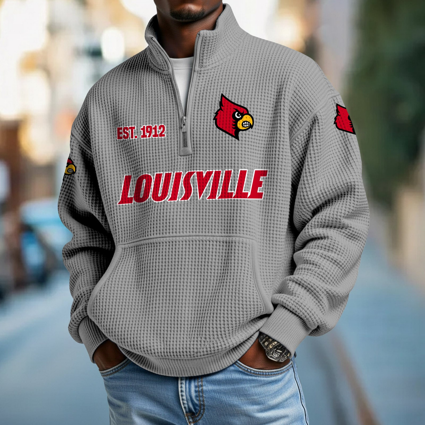 LOU x College Football - Waffle Stand Collar Half Zip Sweatshirt DatND DVT