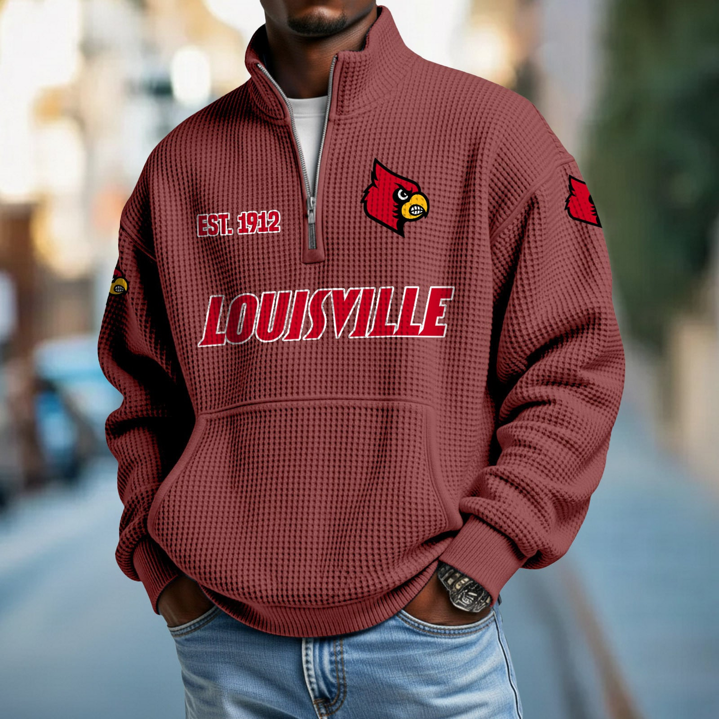 LOU x College Football - Waffle Stand Collar Half Zip Sweatshirt DatND DVT