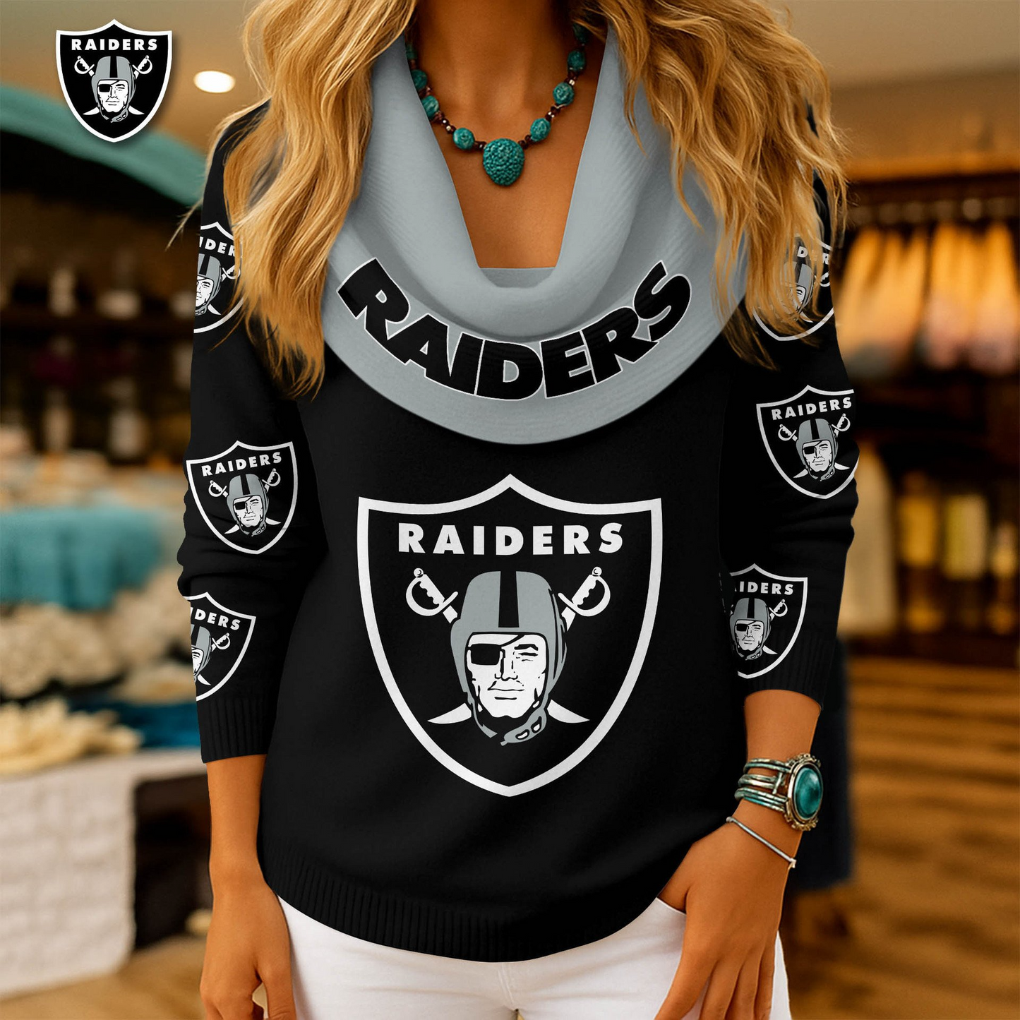 LVR Premium NFL Fan Cowl Neck Sweater 3D Shirt DDT NTL