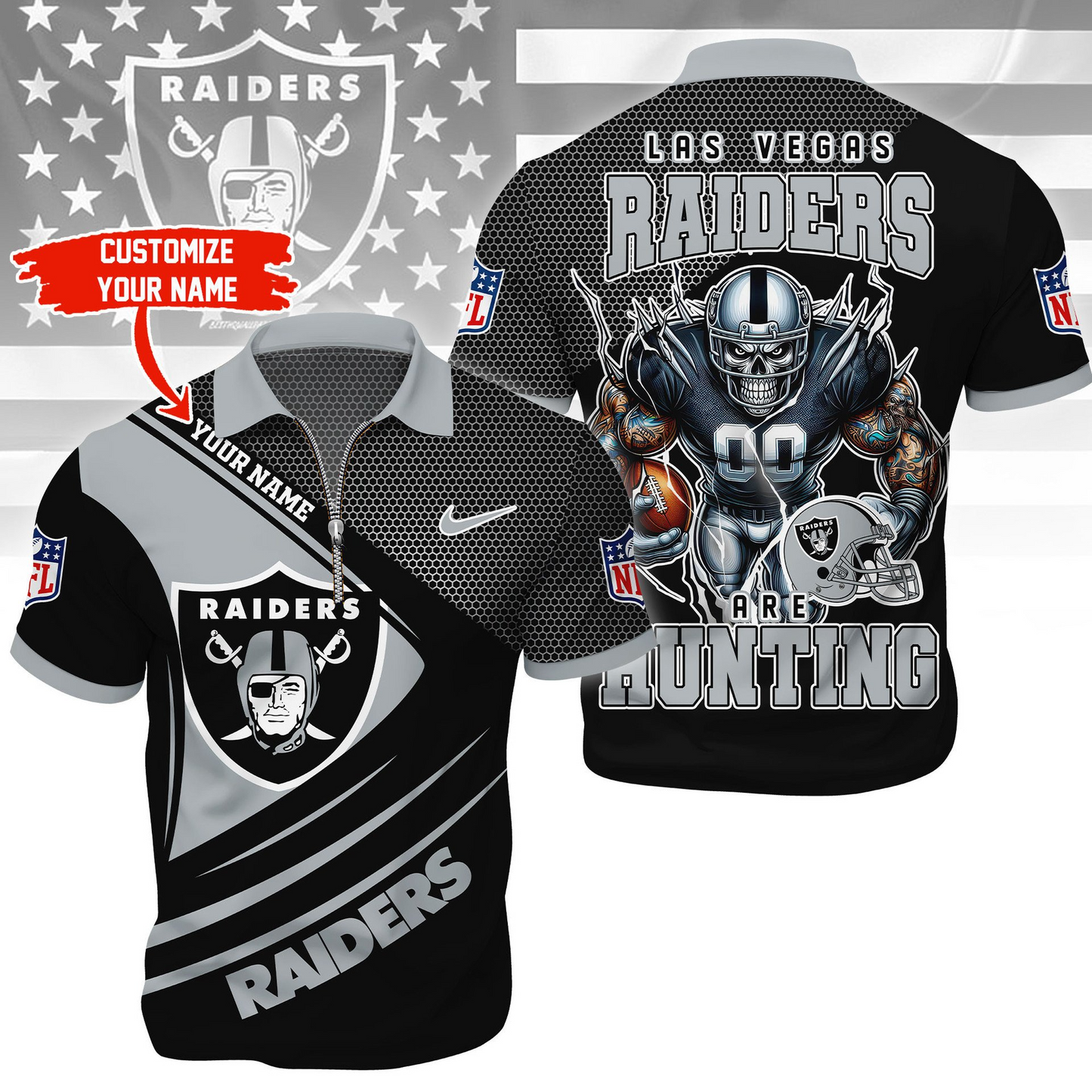 LVR Premium NFL Game Day Polo With Zipper Shirt DDT NTL