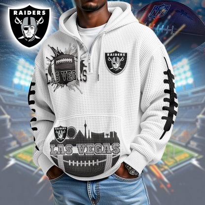 LVR Premium NFL Waffle Zipper Long Sleeve Hooded Sweatshirt DDT CTND