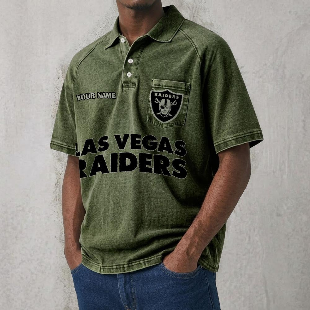 LVR x NFL Men's Distressed Turn-Down Collar Polo DATND TANTD 250526