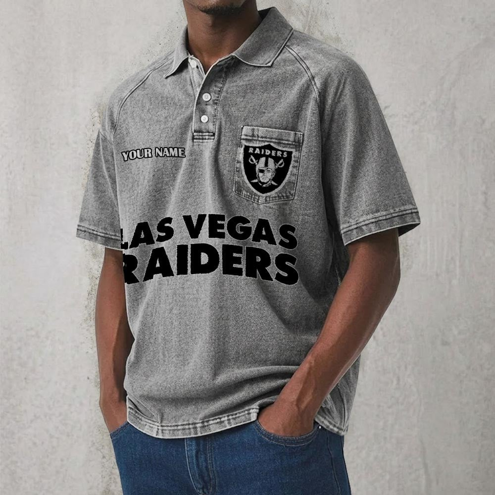 LVR x NFL Men's Distressed Turn-Down Collar Polo DATND TANTD 250526