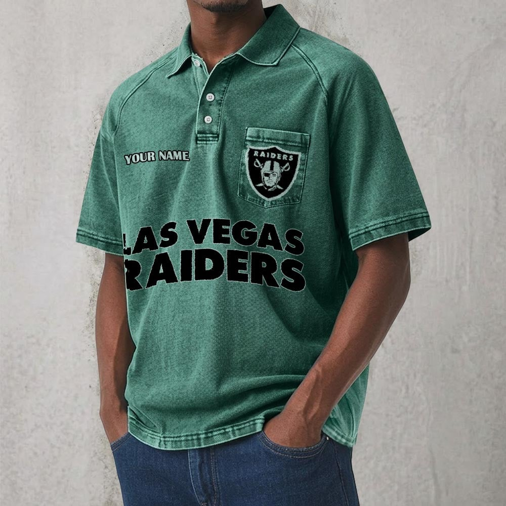 LVR x NFL Men's Distressed Turn-Down Collar Polo DATND TANTD 250526