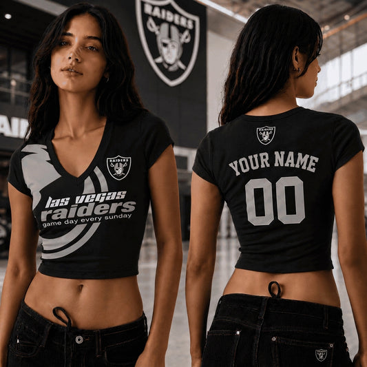 LVR x NFL Premium Women V-neck Croptop Personalized Gift For Fan