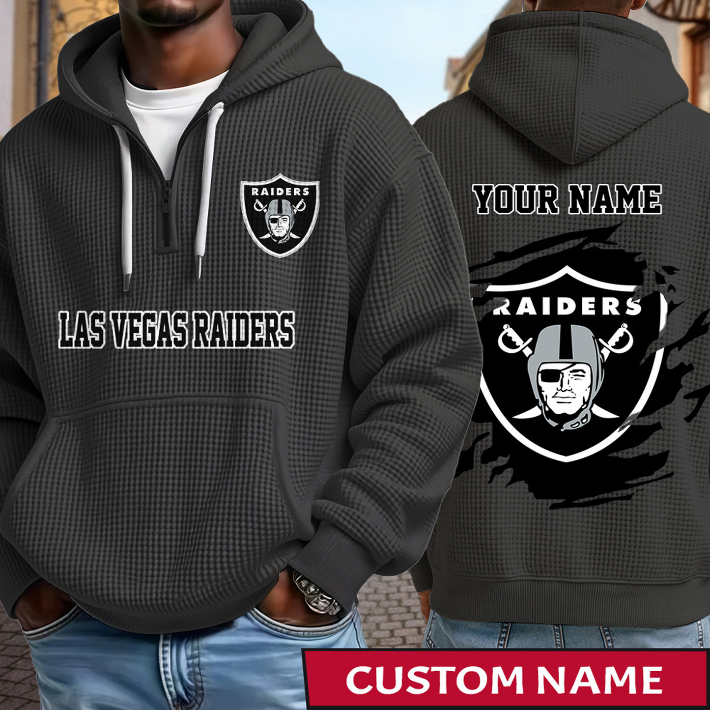 LVR x NFL Waffle Half Zip Hoodie DATND TANTD