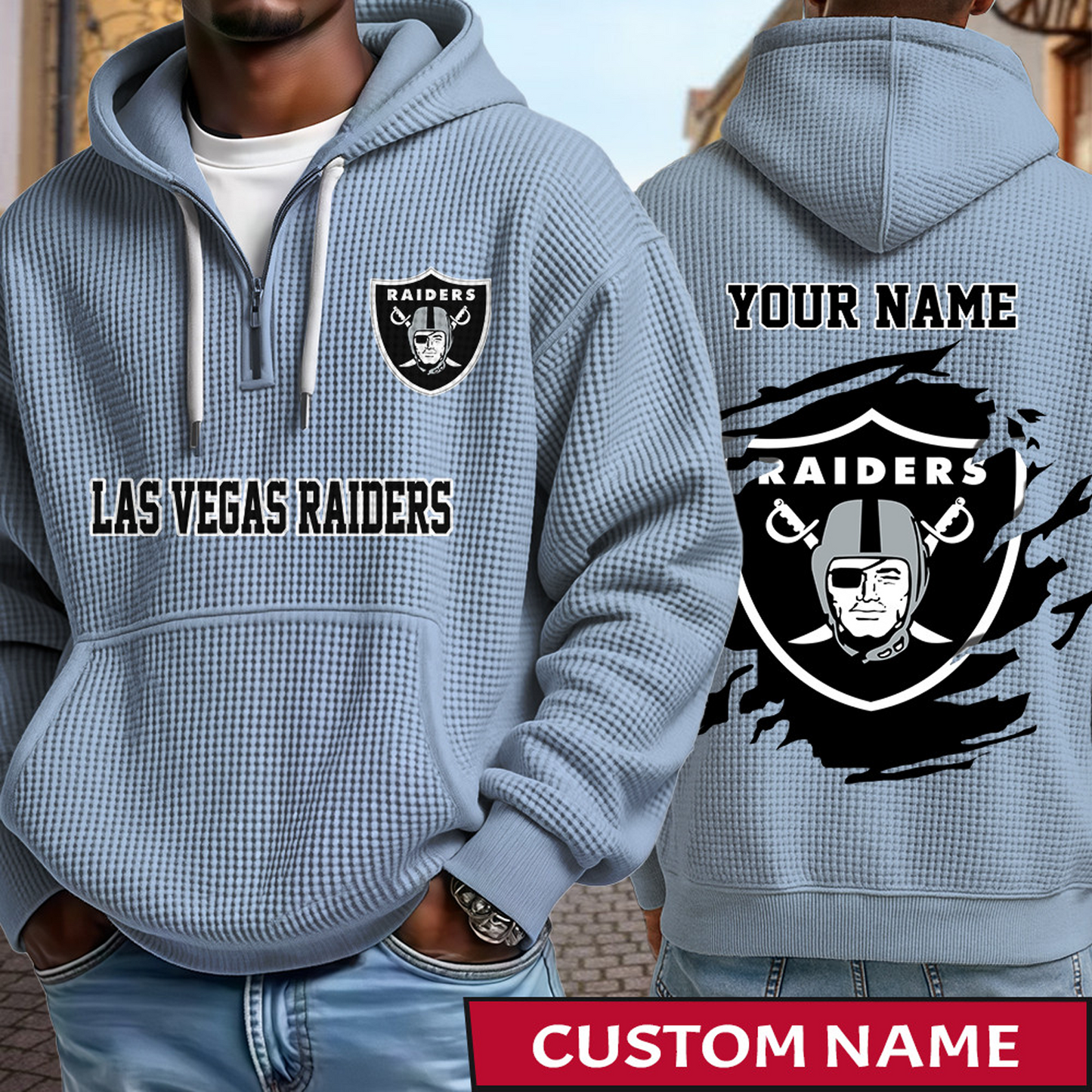 LVR x NFL Waffle Half Zip Hoodie DATND TANTD