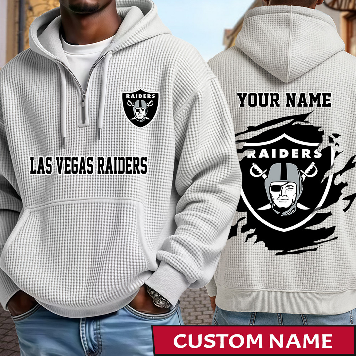 LVR x NFL Waffle Half Zip Hoodie DATND TANTD