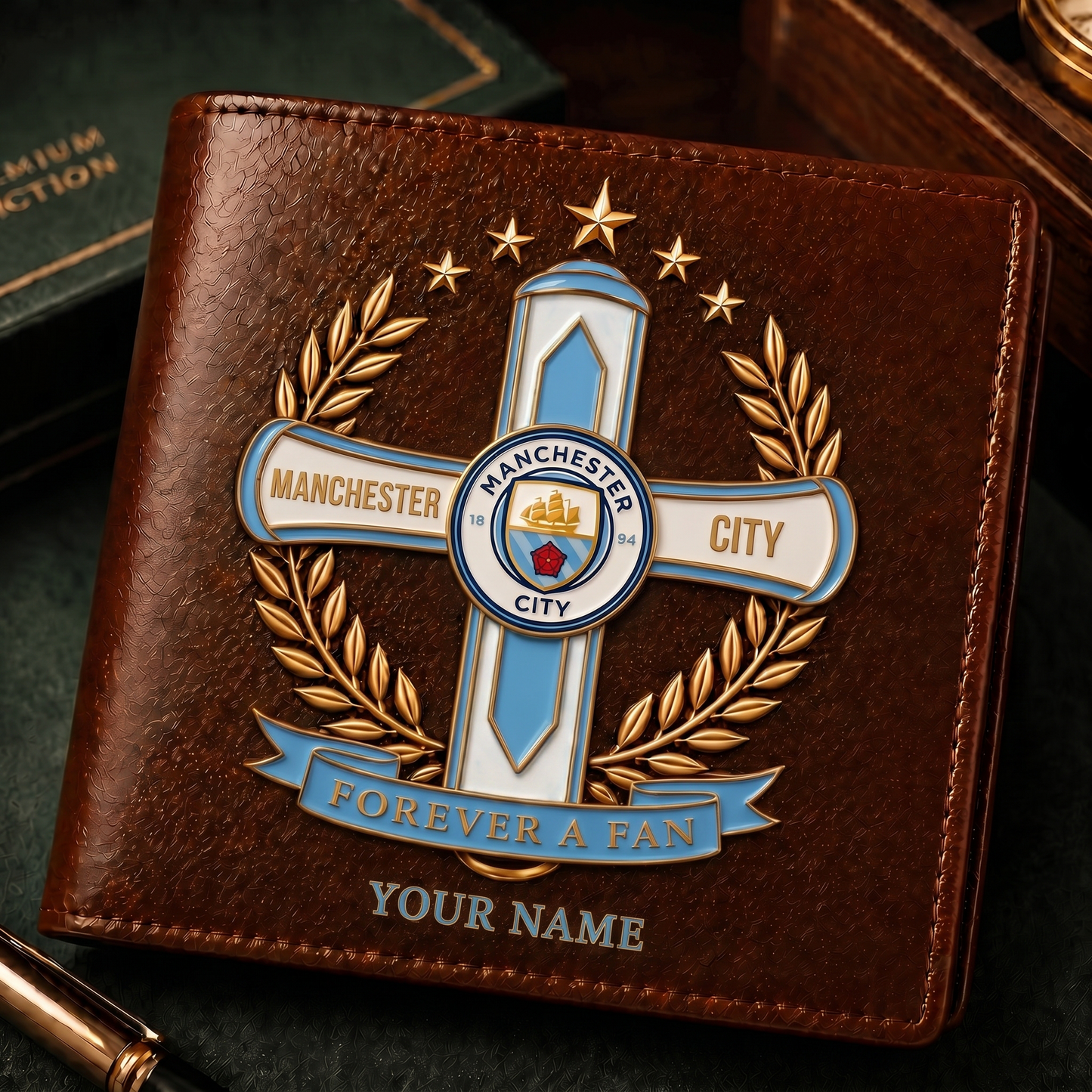MC x EPL Cross Men Leather Wallet Custom Any Name Gifts 230626