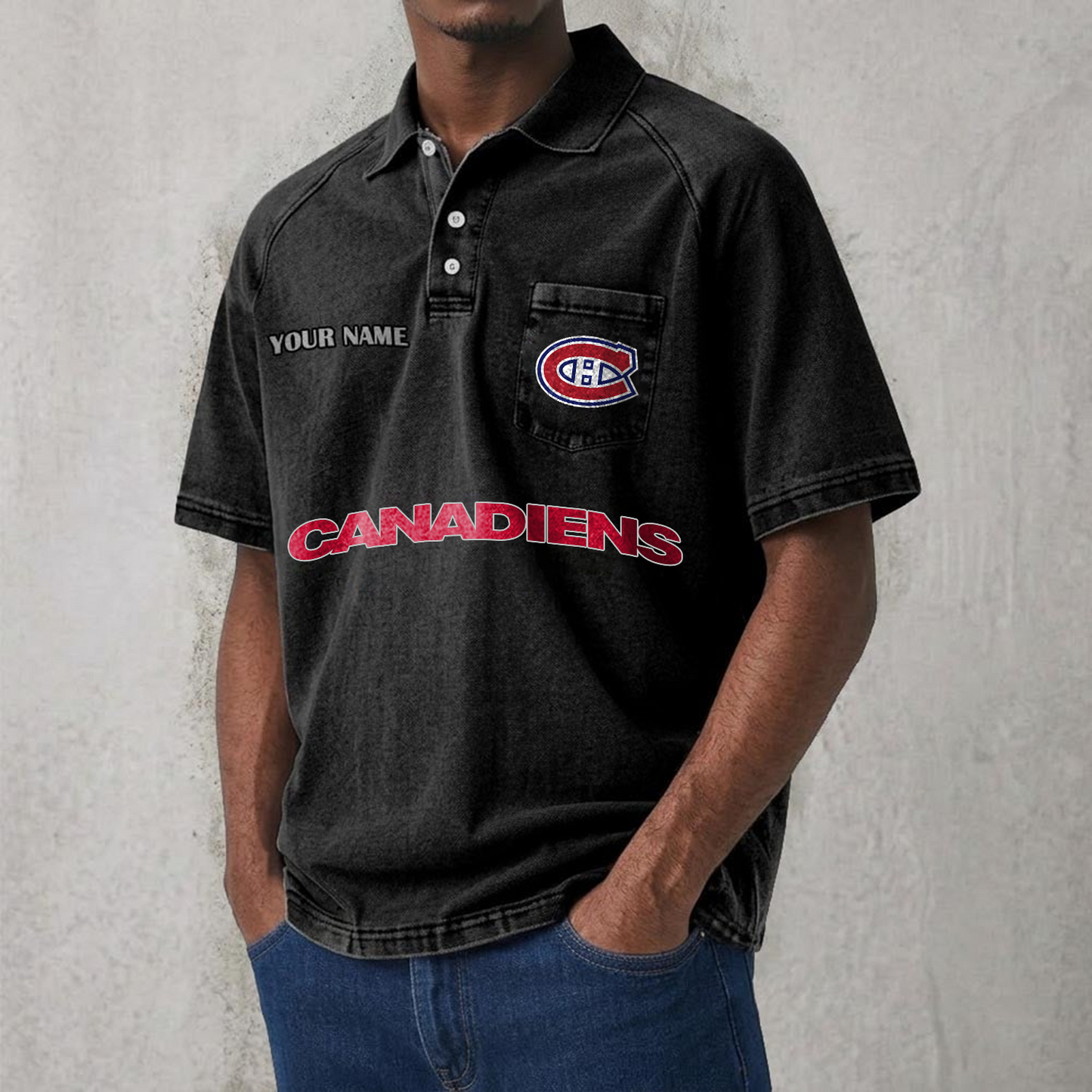 MC x NHL Men's Distressed Turn-Down Collar Polo DATND TANTD 250526