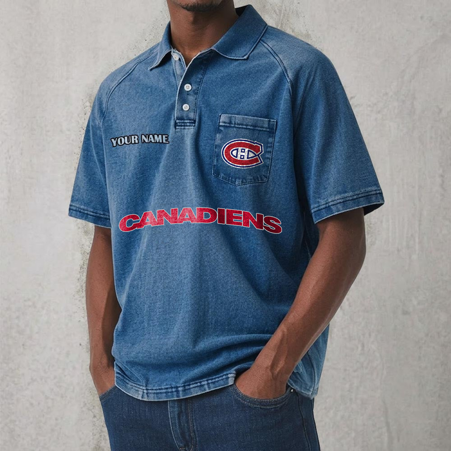 MC x NHL Men's Distressed Turn-Down Collar Polo DATND TANTD 250526