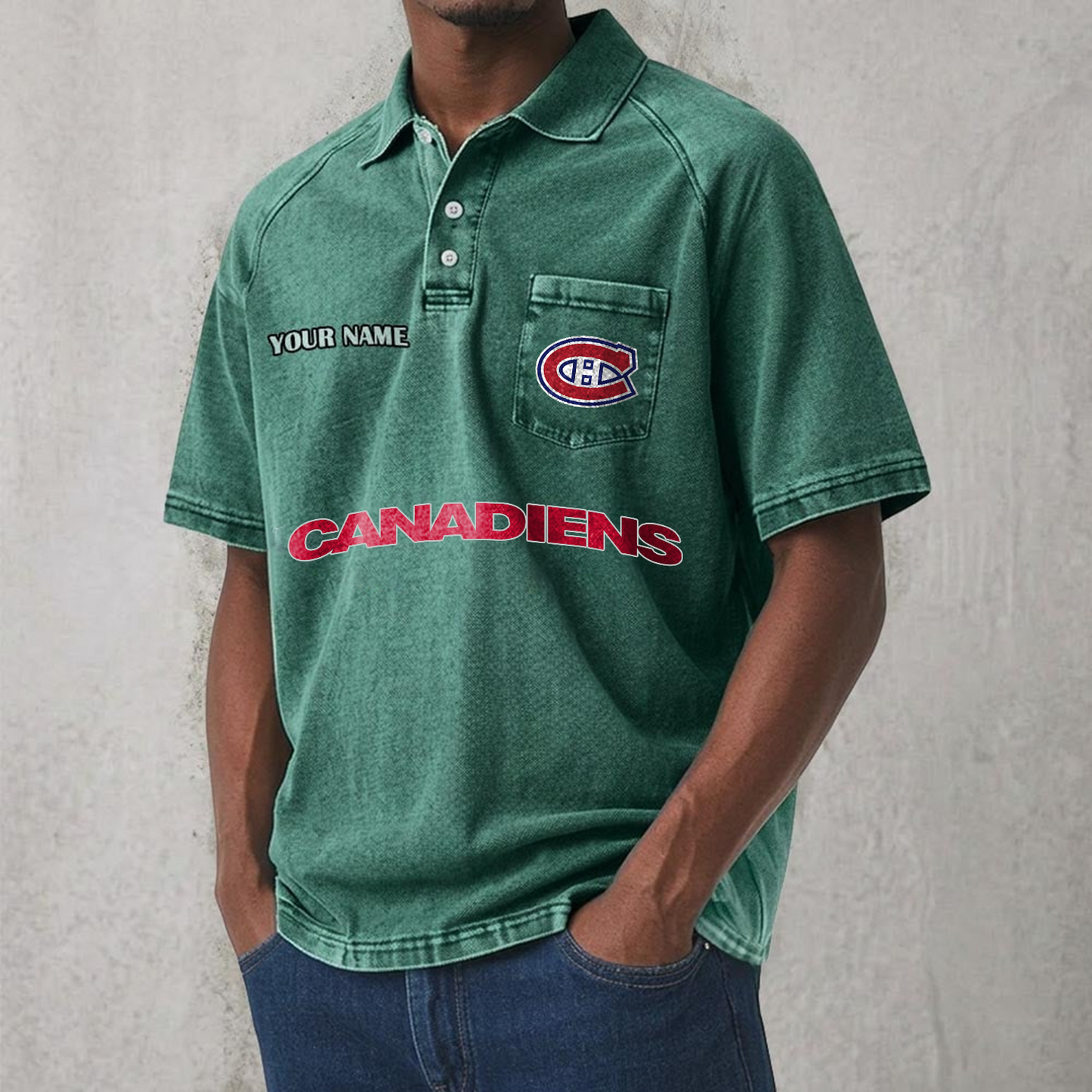 MC x NHL Men's Distressed Turn-Down Collar Polo DATND TANTD 250526