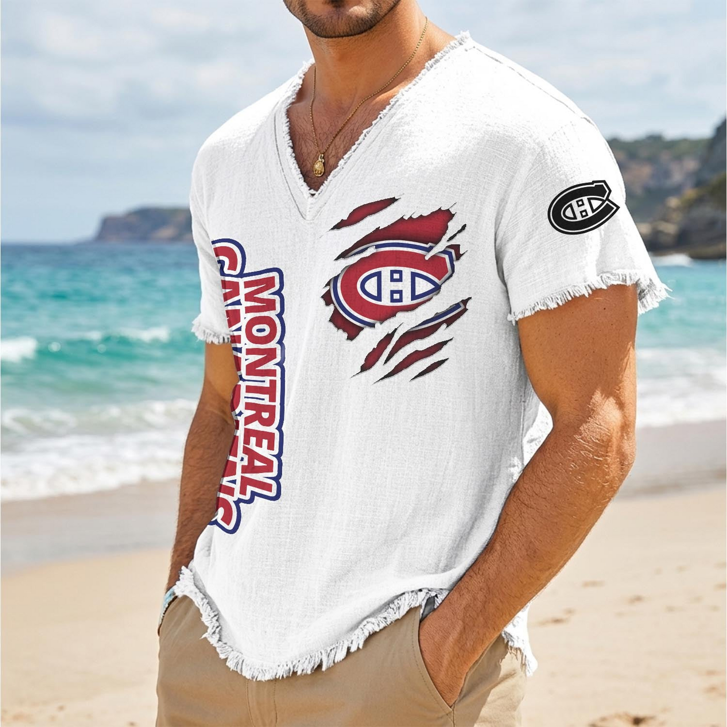 MC x NHL V-Neck Linen Beach Shirt 1905 DatND DVT