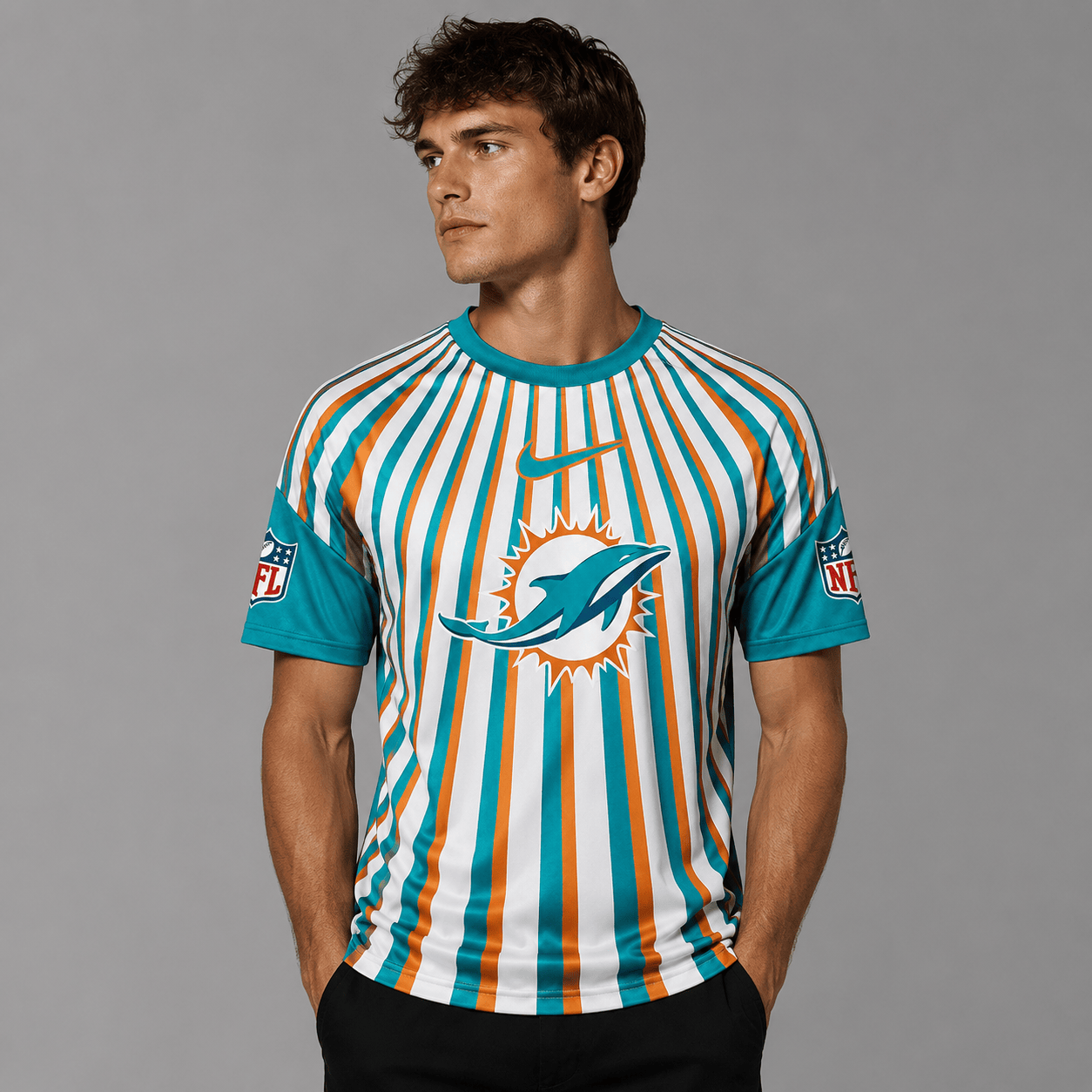MD Premium NFL Men’s Athletic Vertical Stripe T-Shirt