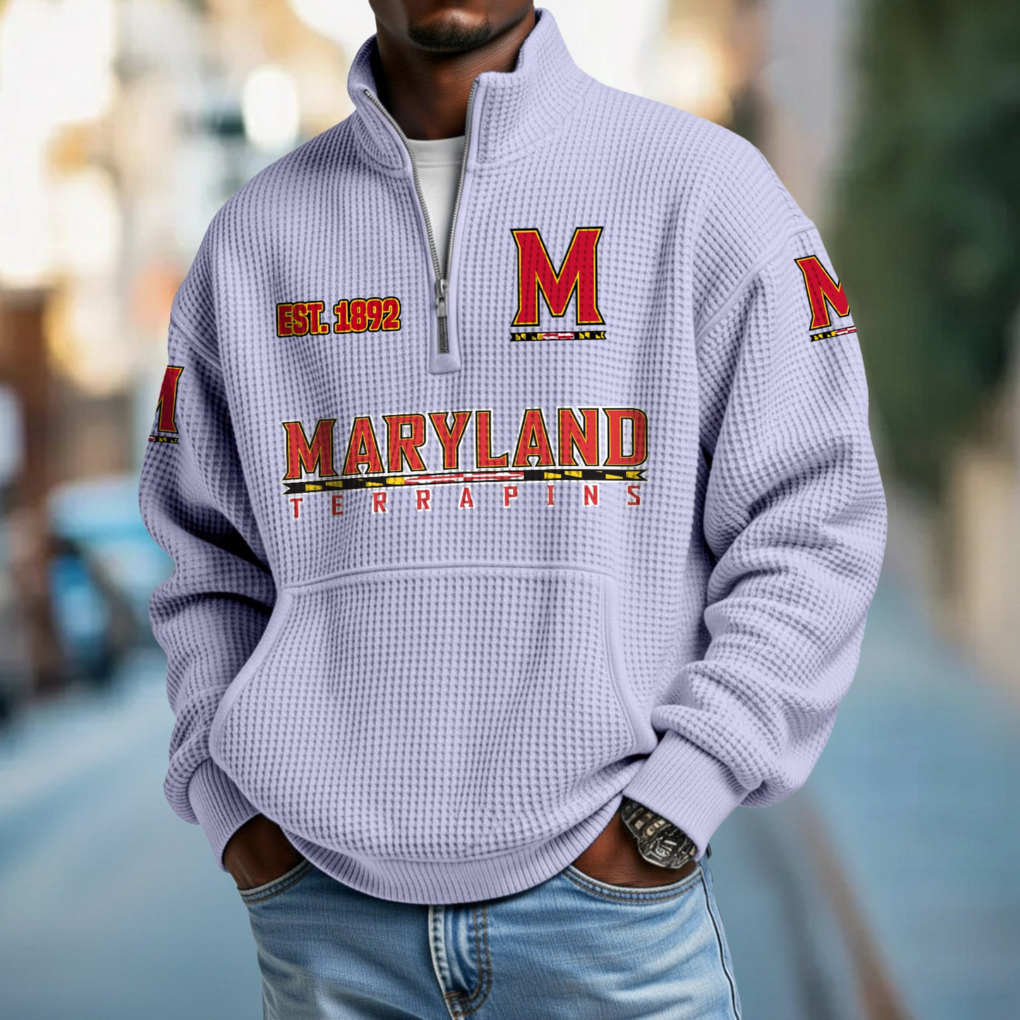 MD x College Football - Waffle Stand Collar Half Zip Sweatshirt DatND DVT