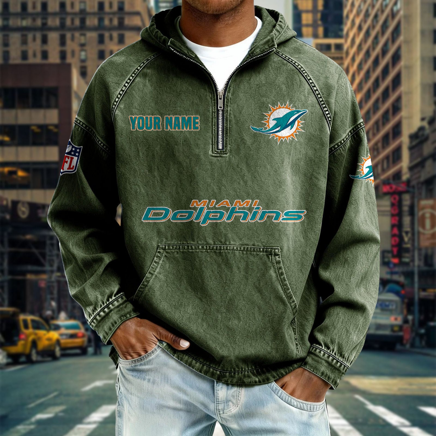 MD x NFL Denim Long - Sleeved Hooded Sweatshirt DDT NTL