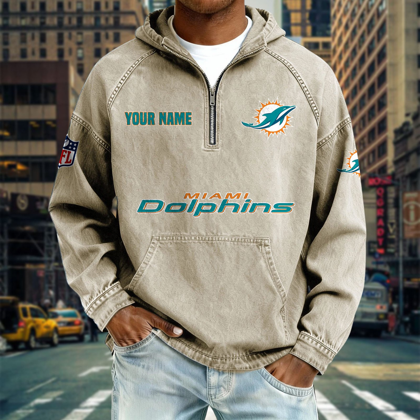 MD x NFL Denim Long - Sleeved Hooded Sweatshirt DDT NTL
