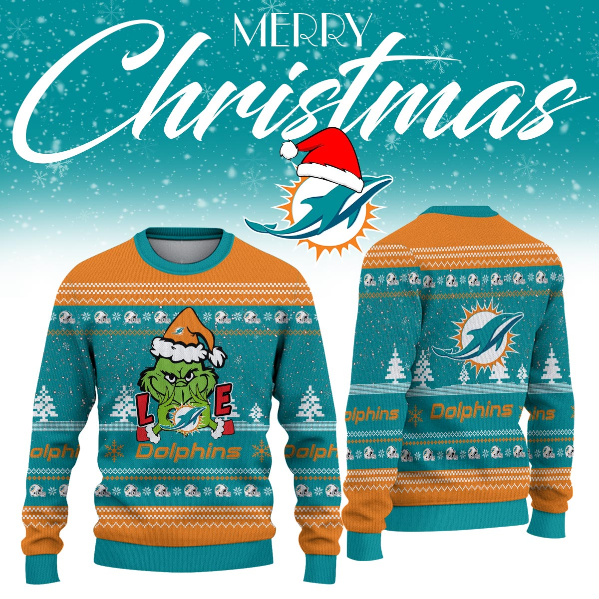 MD x NFL Love Football Ugly Christmas Sweater DDT NTL