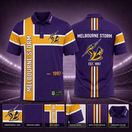 MEL X Premium NRL Men’s Sporty Cross Stripe Polo Shirt