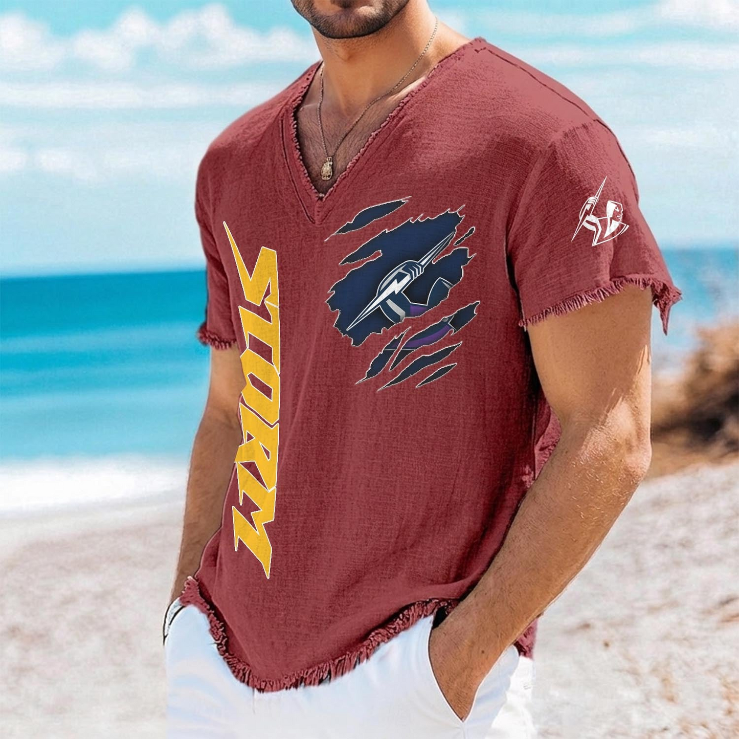 MEL x NRL V-Neck Linen Beach Shirt 1905 DatND DVT