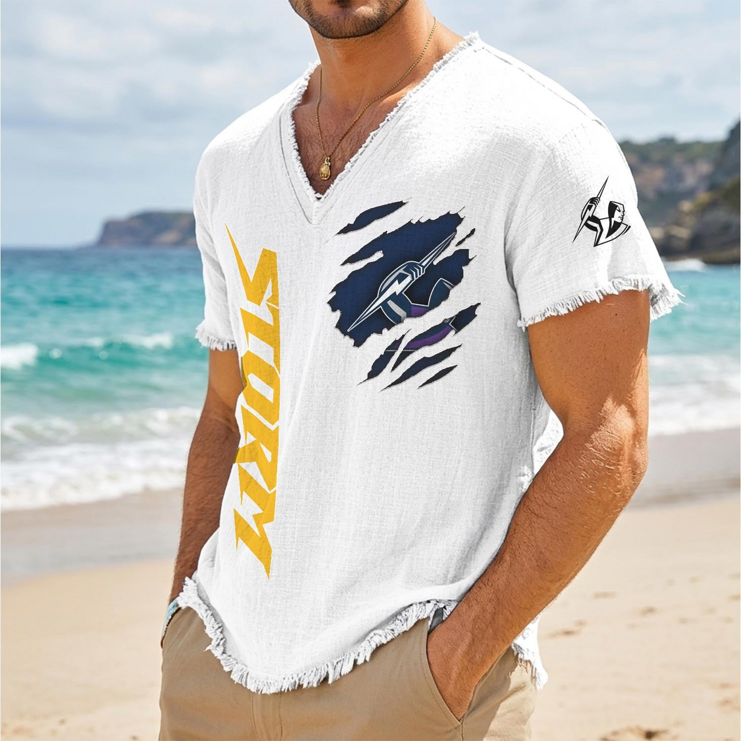 MEL x NRL V-Neck Linen Beach Shirt 1905 DatND DVT