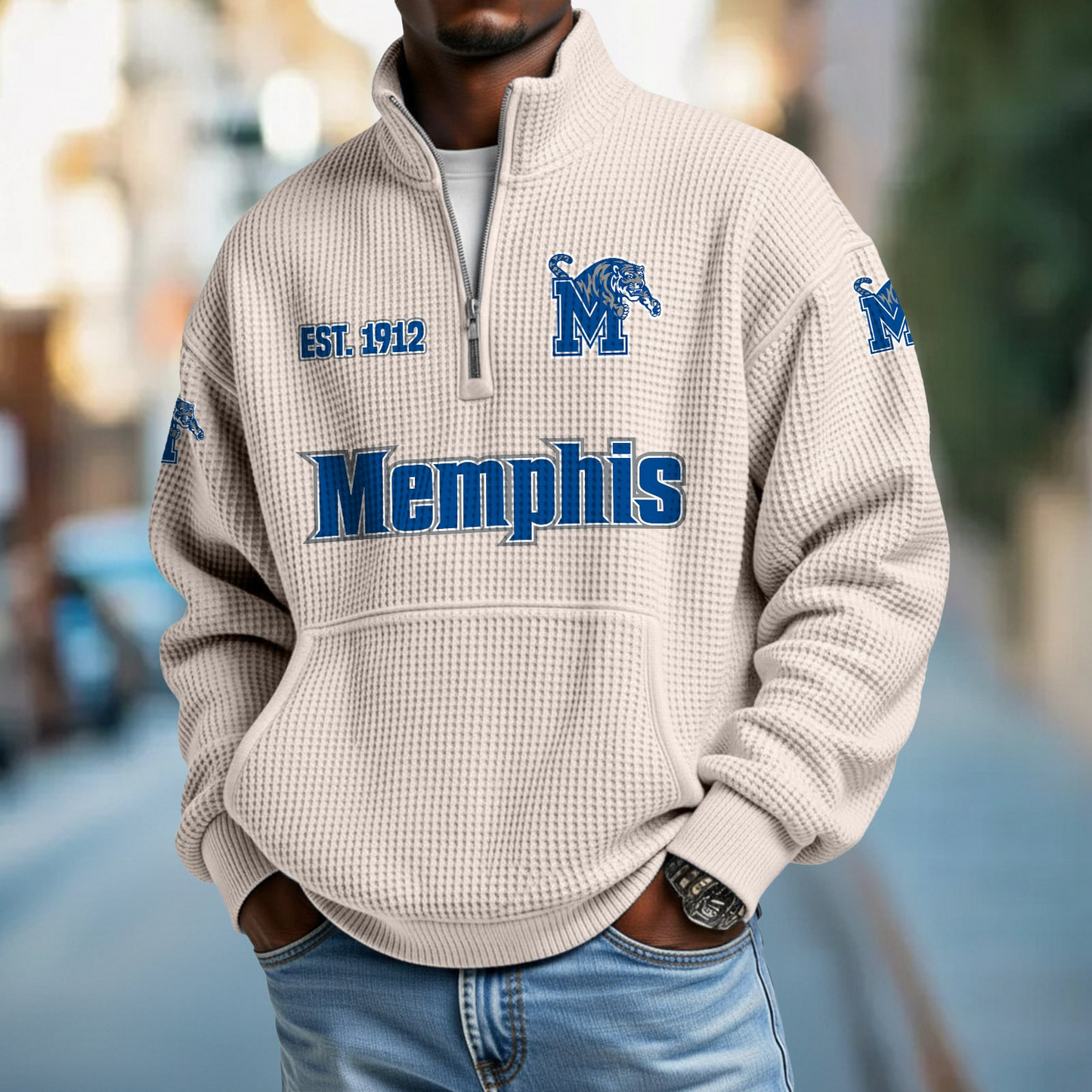 MEM x College Football - Waffle Stand Collar Half Zip Sweatshirt DatND DVT