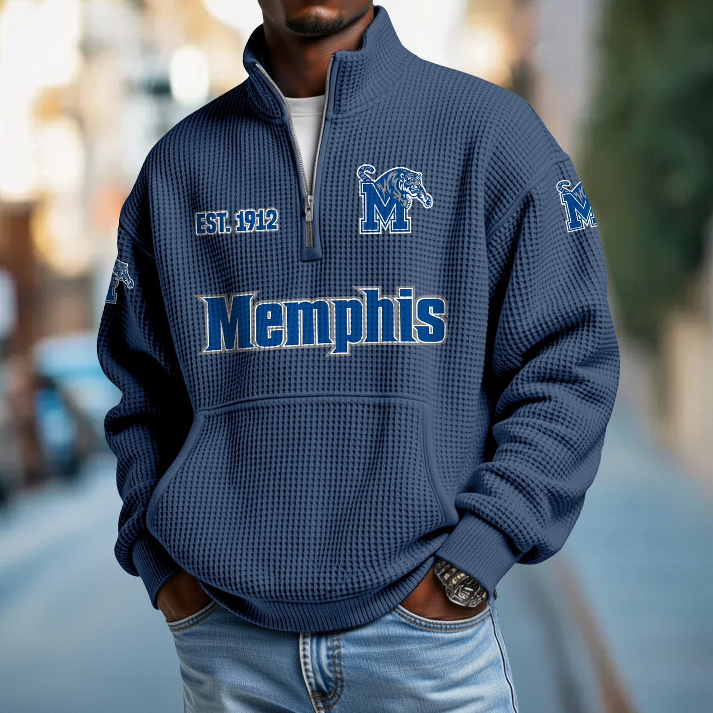 MEM x College Football - Waffle Stand Collar Half Zip Sweatshirt DatND DVT