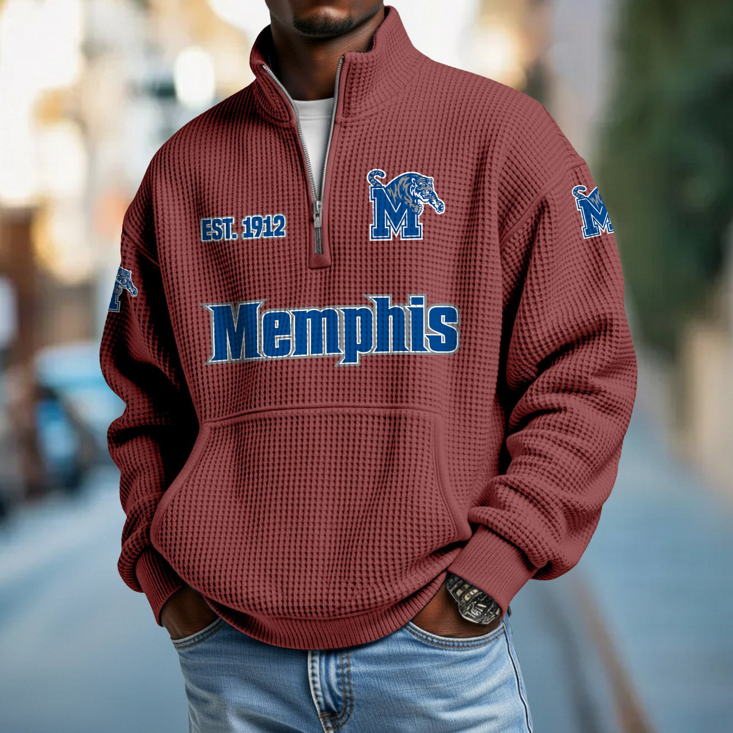 MEM x College Football - Waffle Stand Collar Half Zip Sweatshirt DatND DVT