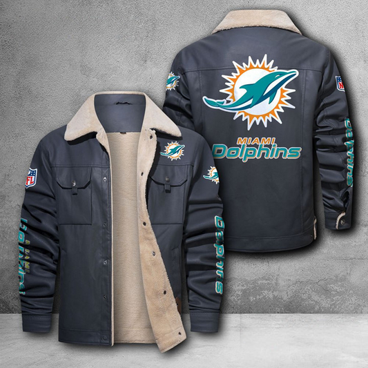 MIA X NFL LEATHER JACKET DATND THUONGNH