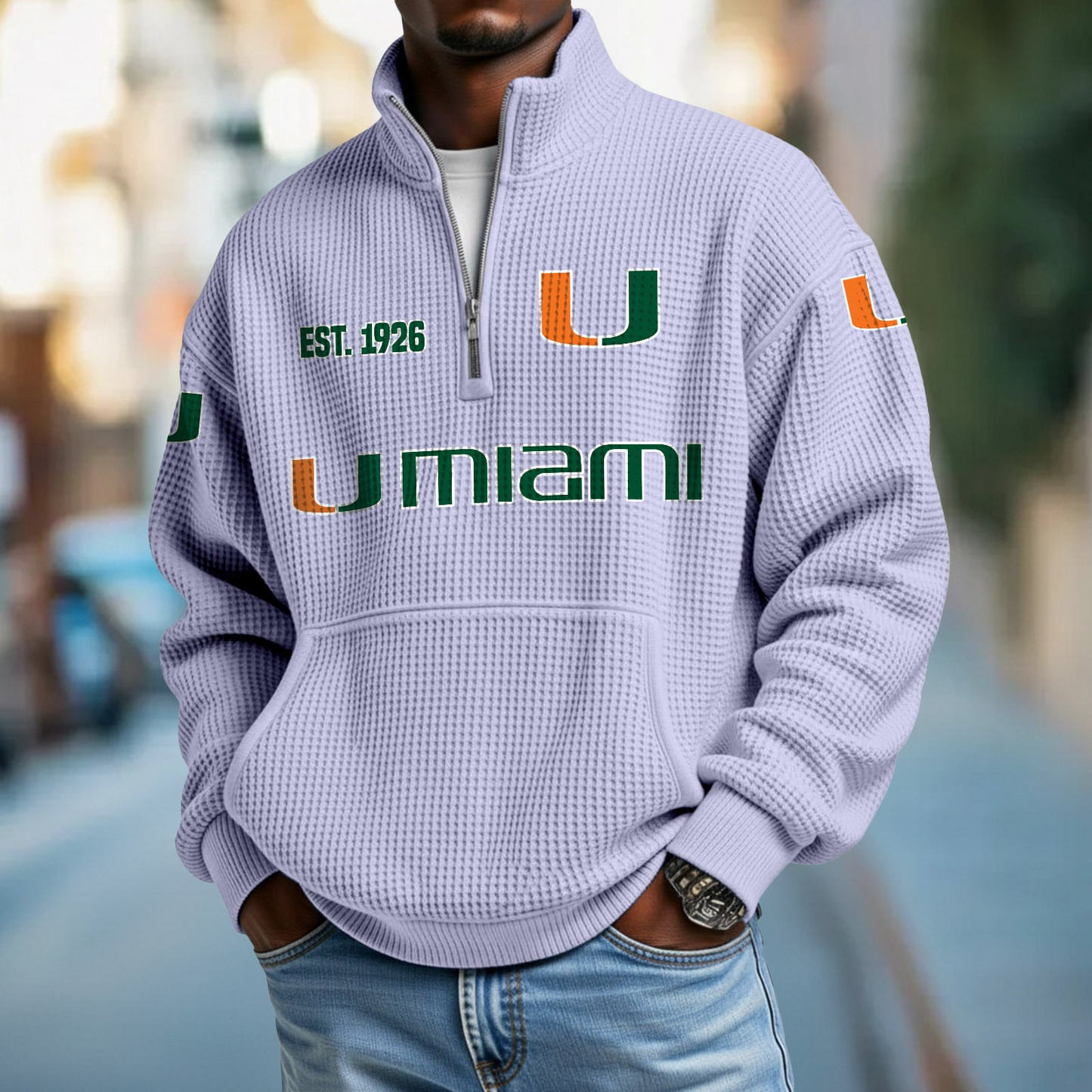 MIA x College Football - Waffle Stand Collar Half Zip Sweatshirt DatND DVT