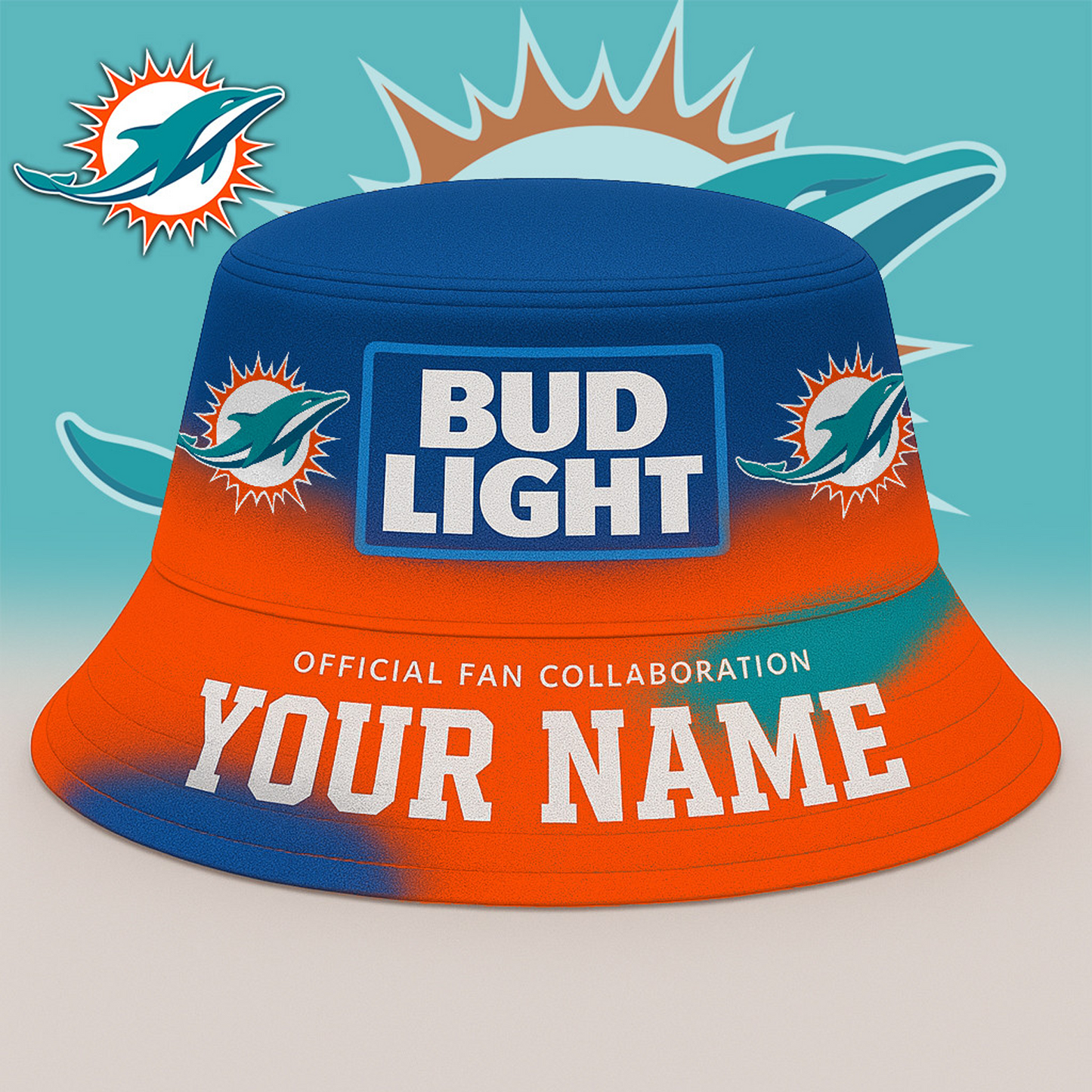 MIA x NFL Bud Light Personalized Bucket Hat DATND TANTD