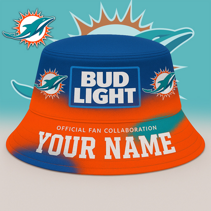 MIA x NFL Bud Light Personalized Bucket Hat DATND TANTD