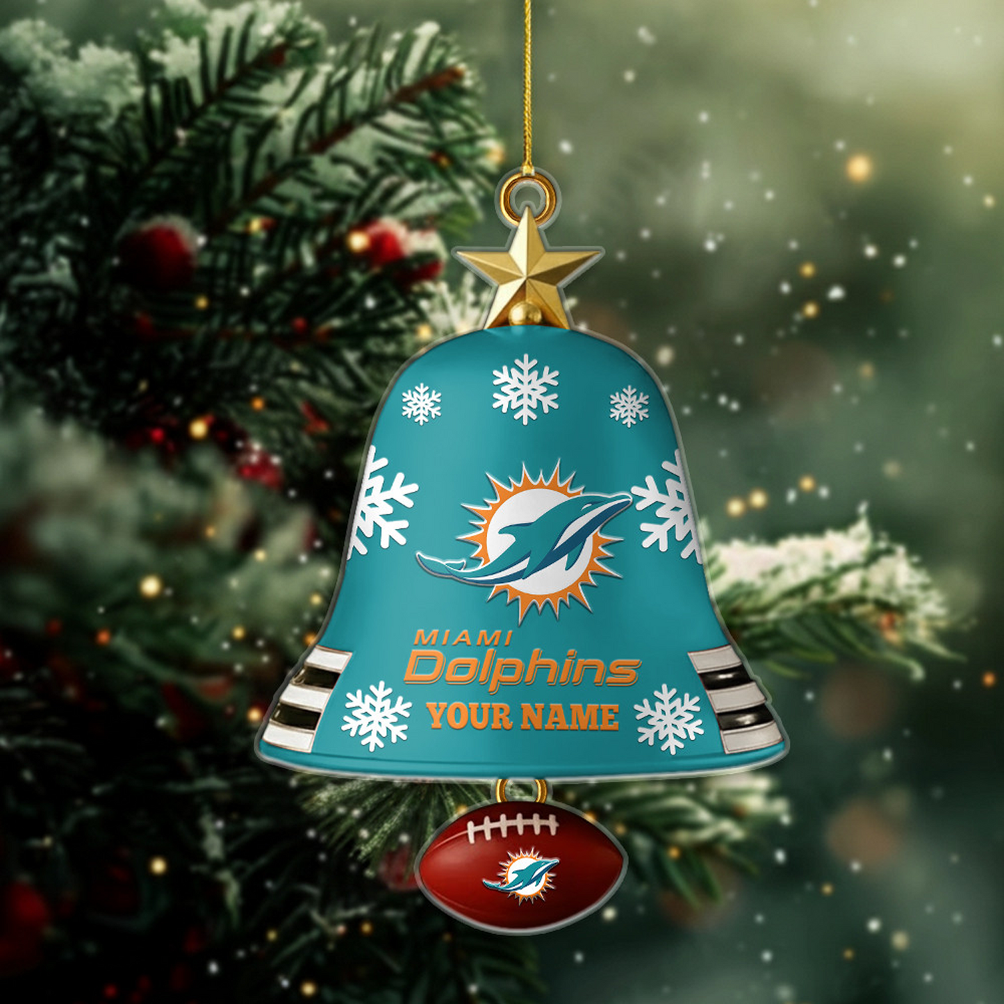 MIA x NFL Christmas Bell Ornament Custom Any Name DatND DVT