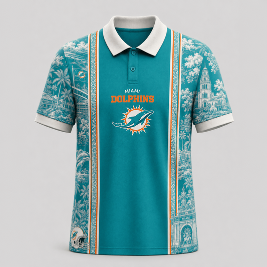 MIA x NFL Heritage Cityscape Polo Shirt for Loyal Fans