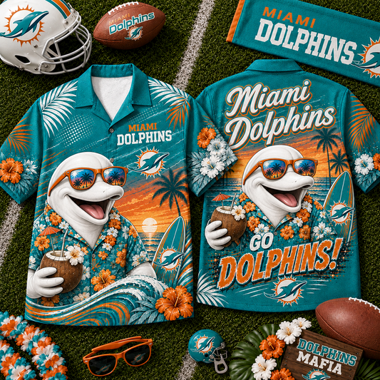 MIA x NFL Premium Beach Vibes Hawaiian Shirt