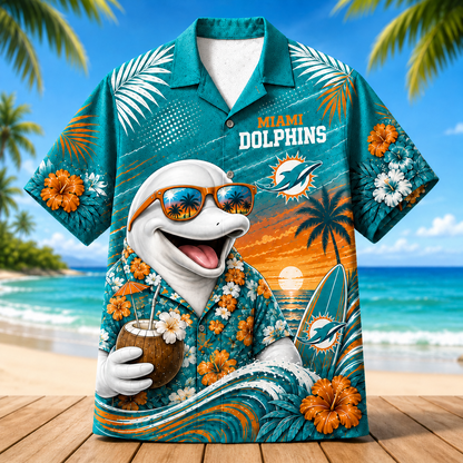 MIA x NFL Premium Beach Vibes Hawaiian Shirt
